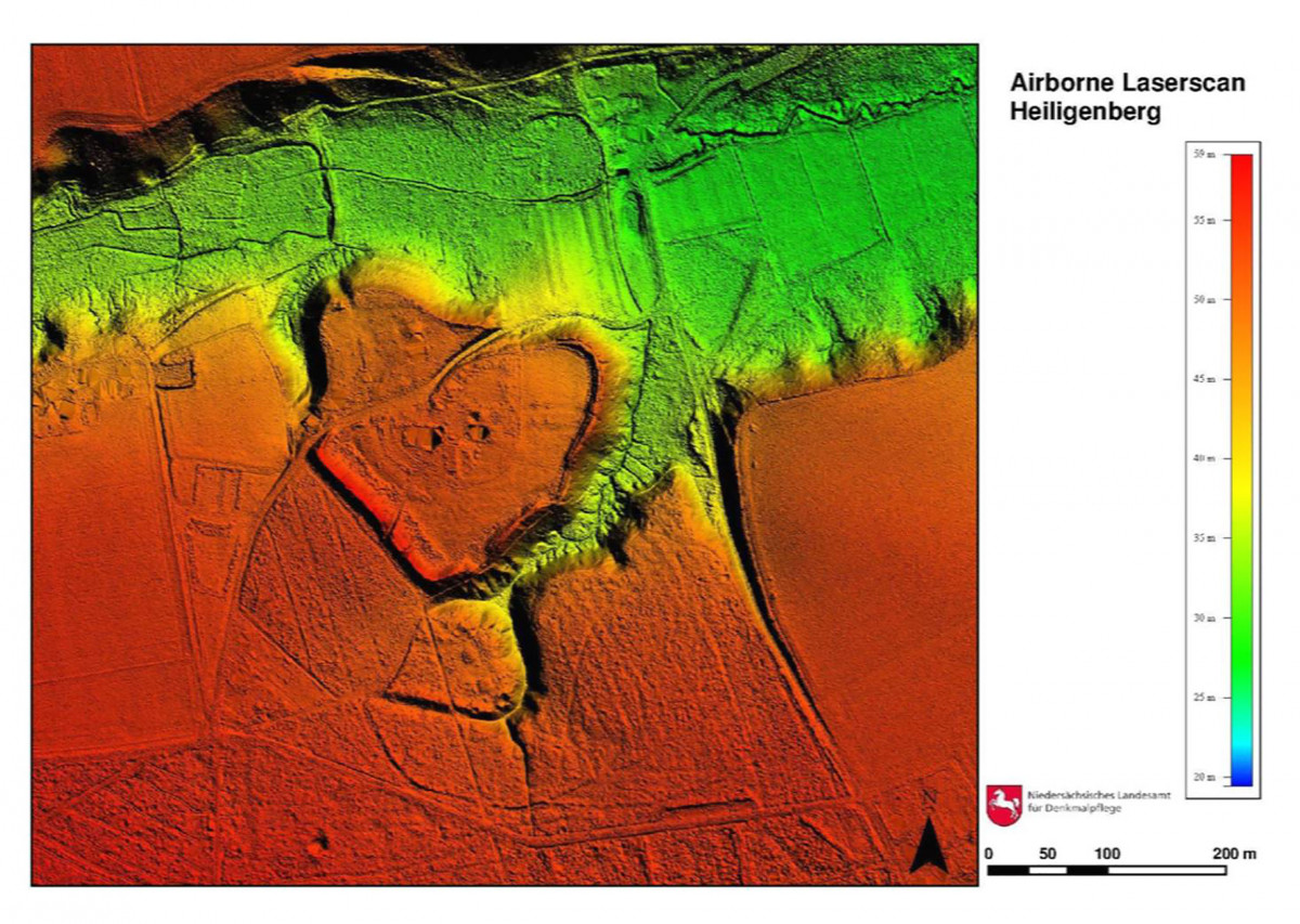 Airborne-Laserscan Geländeaufnahme des Heiligenbergs.